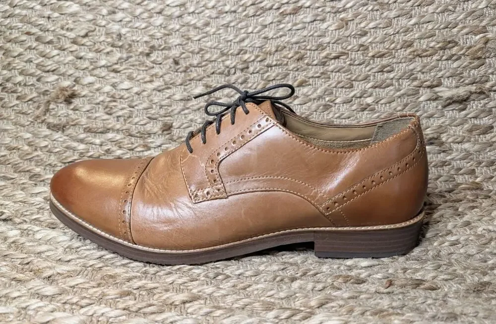 Nunn Bush Dress Shoes Mens 13 M Brown Leather Cap-Toe Oxford Lace Up